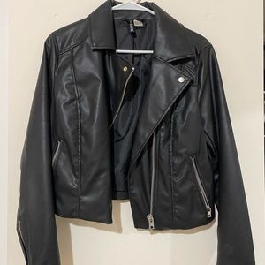 HM Black Leather Jacket size Medium